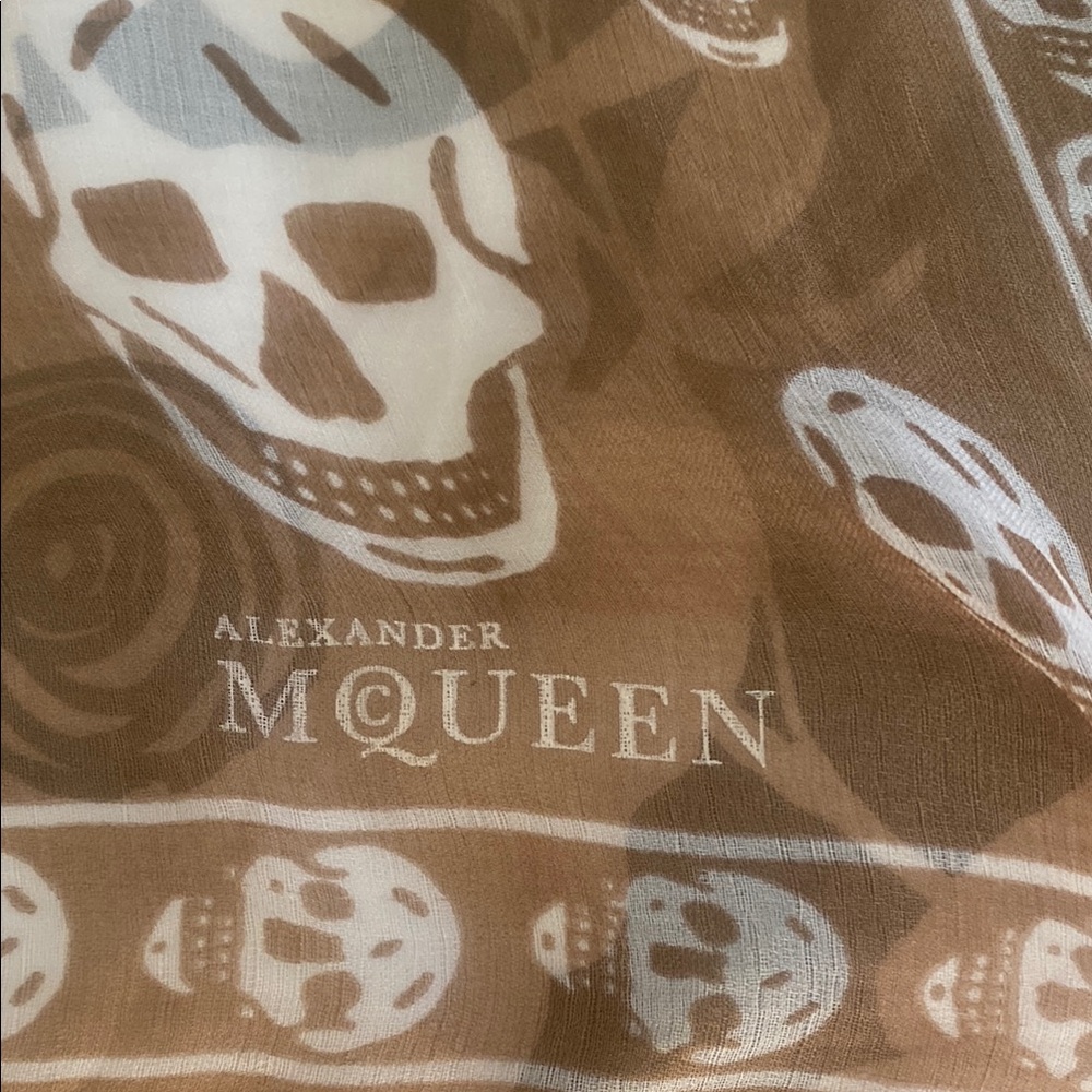 Alexander McQueen Tan Skull Print Scarf
